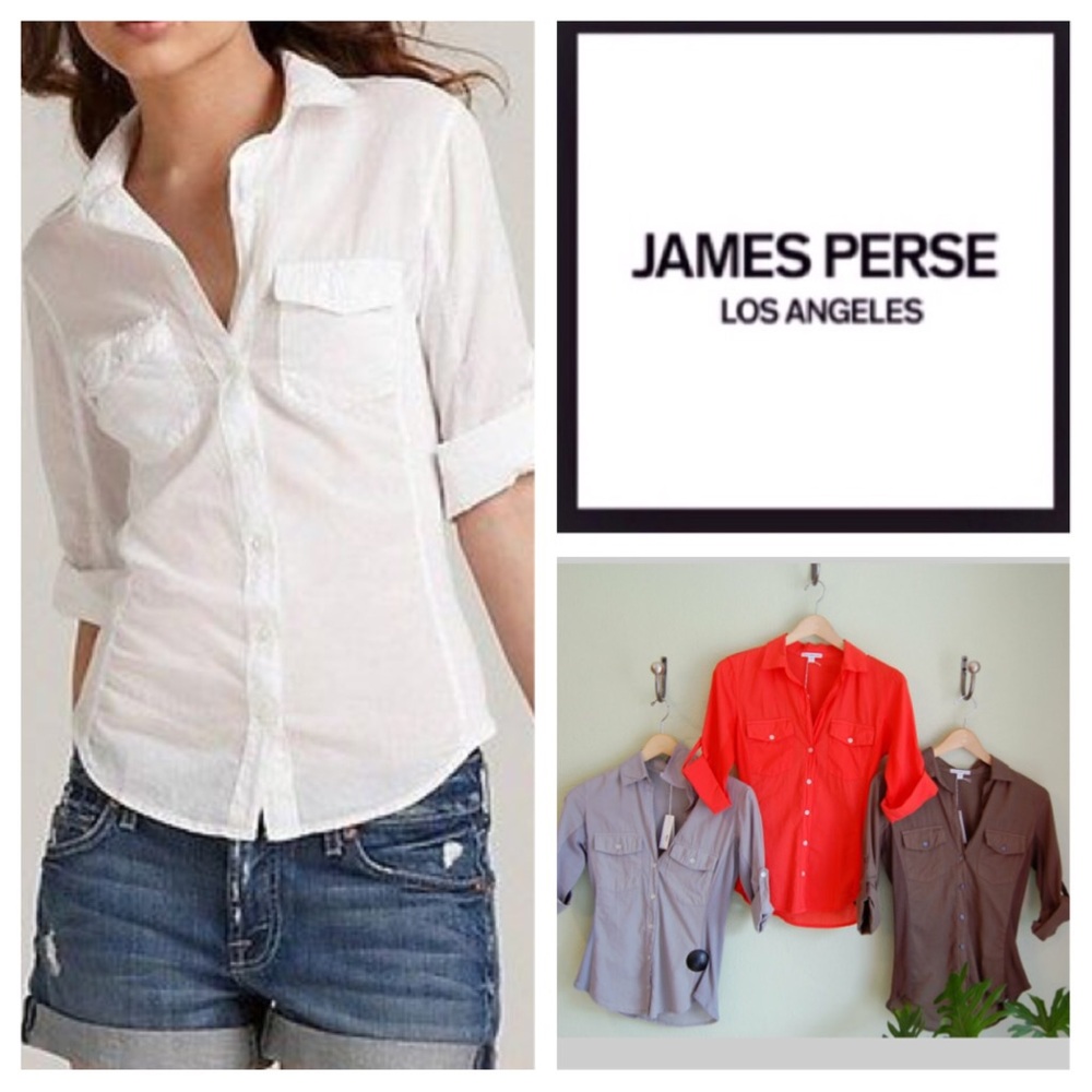 James Perse Contrast Panel Buttondown Shirt.  NWT.